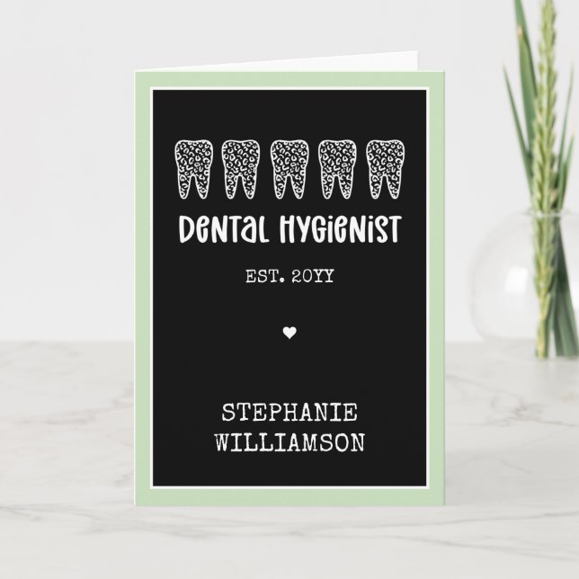 Custom Dental Hygienist Leopard Print Teeth Card (Front)