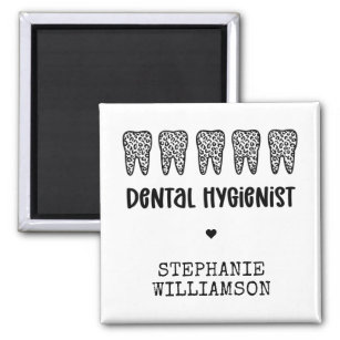 Custom Dental Hygienist Leopard Print Teeth Magnet