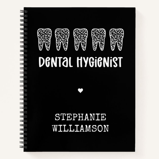 Custom Dental Hygienist Leopard Print Teeth Notebook (Front)