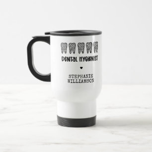 Custom Dental Hygienist Leopard Print Teeth Travel Mug