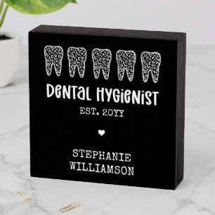 Custom Dental Hygienist Leopard Print Teeth Wooden Box Sign