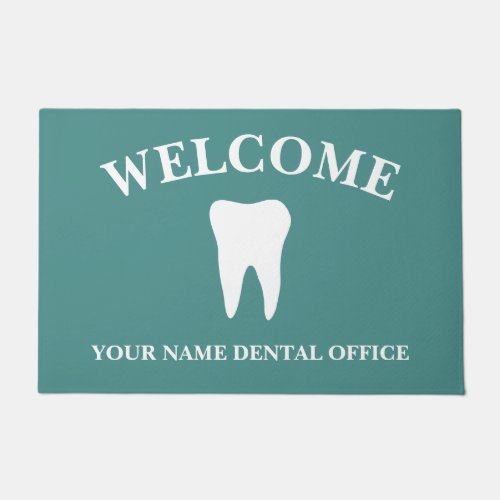 Custom dental practice door mat with tooth logo