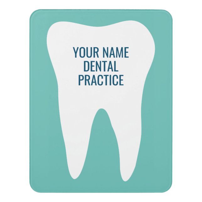 Custom dental practice door sign white tooth logo (Contemporary Vert)