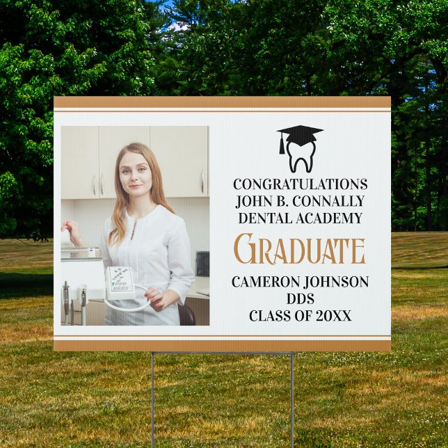 Custom Dental School Graduate Photo Dentist Yard Sign (Creator Uploaded)