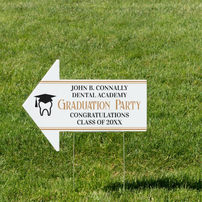 Custom Dental School Graduation Party Arrow Yard Sign (Insitu)