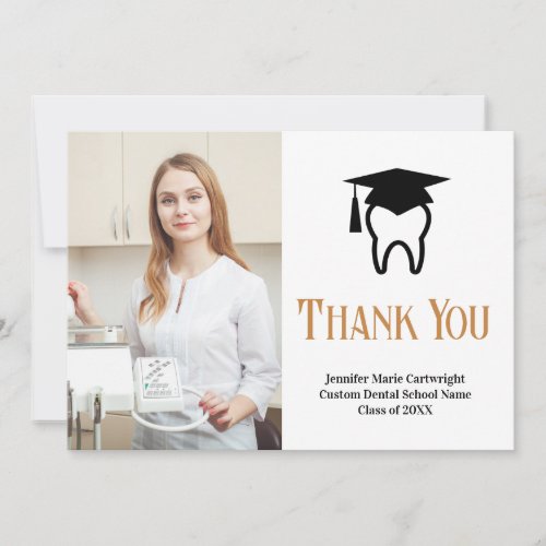 Custom Dental School Graduation Photo Dentist Thank You Card