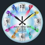 Custom Dentist Clock Rainbow<br><div class="desc">Customize this great looking artwork featuring a pretty rainbow of toothbrushes.</div>