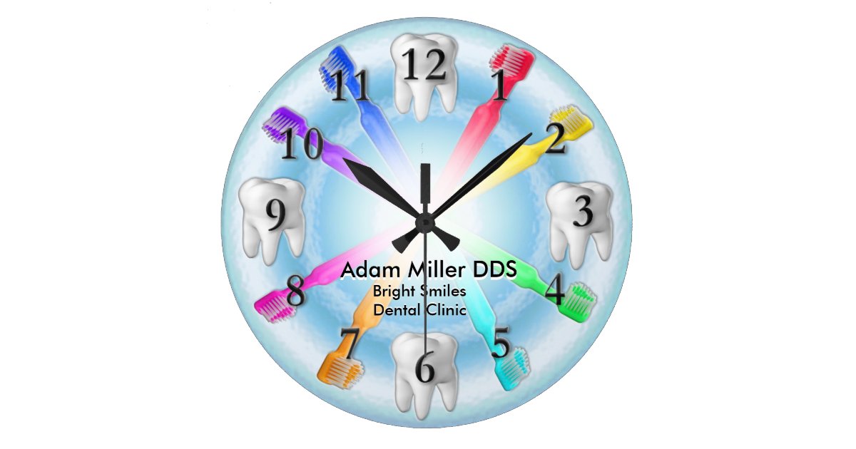 Custom Dentist Clock Rainbow