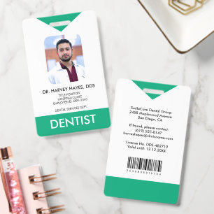 Custom Dentist Dental Medical Staff Green Badge