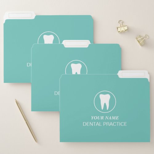 Custom dentist name dental office tooth logo  file folder