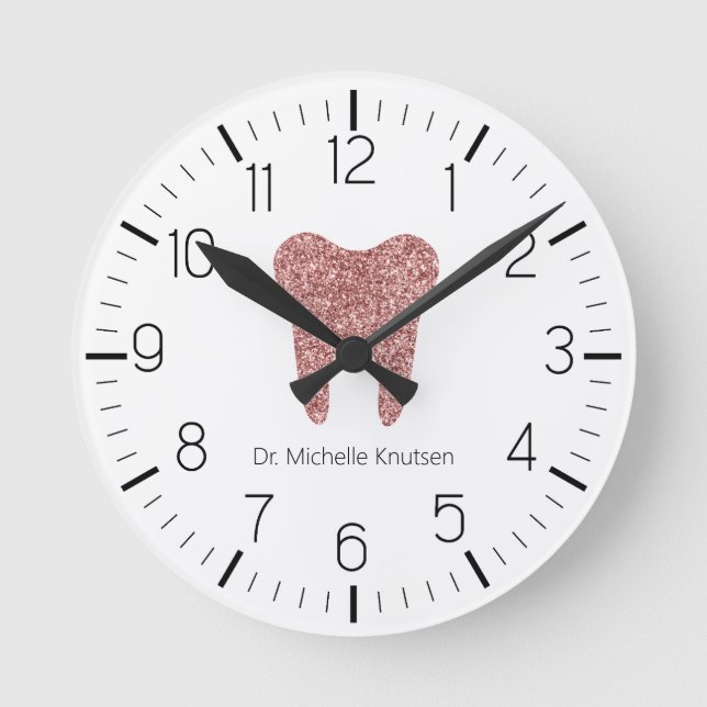 Custom Dentist Office Dental Glitter Tooth Clock  (Front)