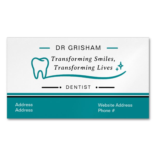 Custom Dentist Refrigerator Magnetic Business Card (Front)
