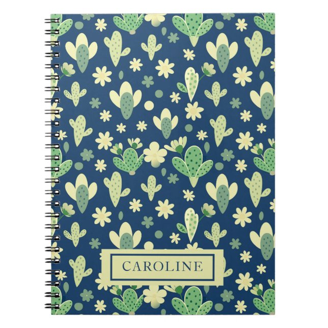 Custom Desert Cactus & Succulent Pattern Notebook (Front)