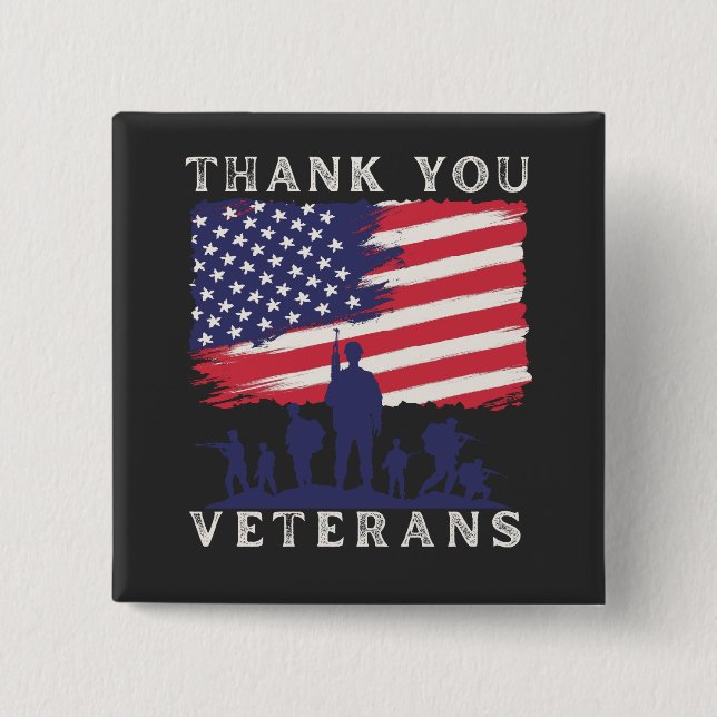 Custom design: American Flag Thank You Veterans Button (Front)