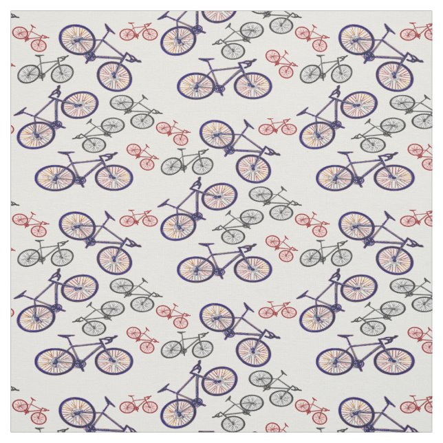 Custom Design Bicycle Print Cotton Fabric (Swatch)