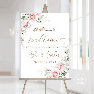 Custom Design, Blush Pink Roses Wedding Welcome  Foam Board
