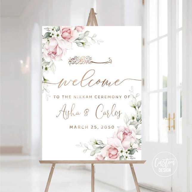 Custom Design, Blush Pink Roses Wedding Welcome  Foam Board (Creator Uploaded)