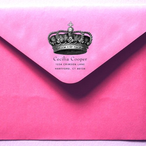 Custom Design Elegant Crown Logo or Return Address Rubber Stamp