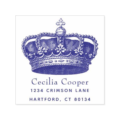 Custom Design Elegant Crown Logo or Return Address Self_inking Stamp