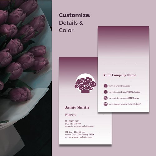 Custom Design Florist Purple  White Business Card