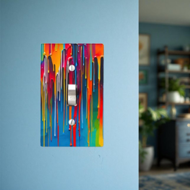 Custom Design Light Switch Plate Rainbow Drip (Paint Drip Wall Plate Light Switch will look great on any wall color. )