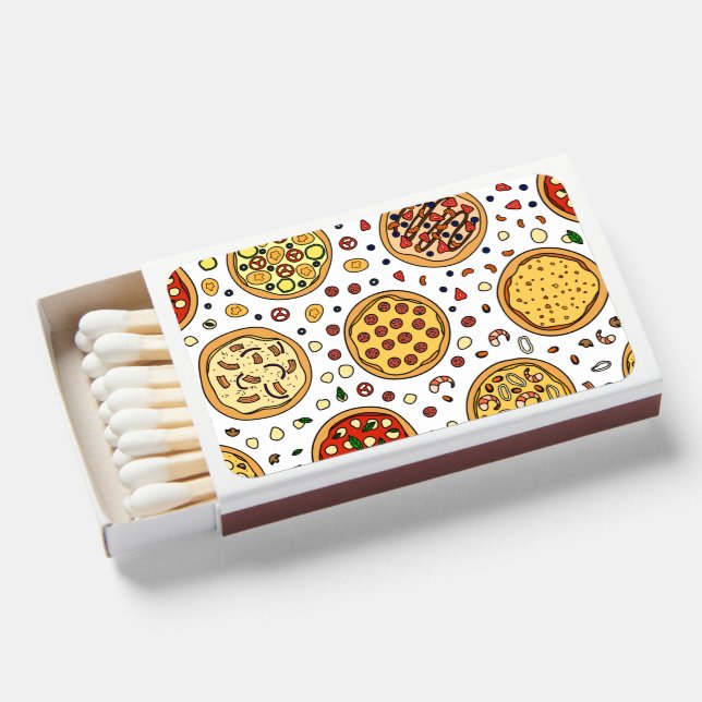 Custom Design Simple Elegant Pizza print  Matchboxes (Front Open)