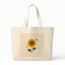 Custom Design Sunflower and Butterfly Tote
