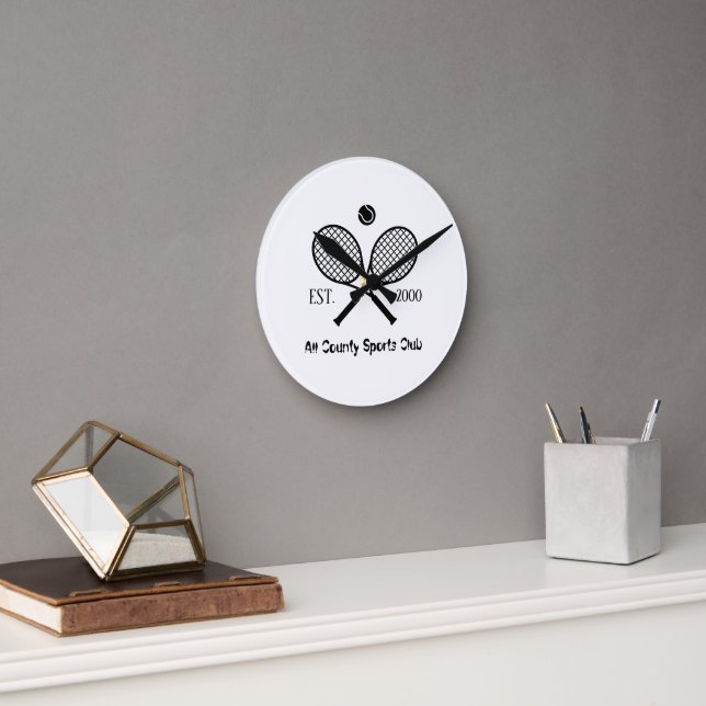 Custom Design Tennis Theme Monogram Balls Round Clock (Office)