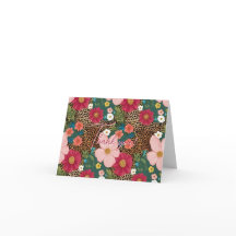 Custom Design Thank you Cards Floral, Animal Print