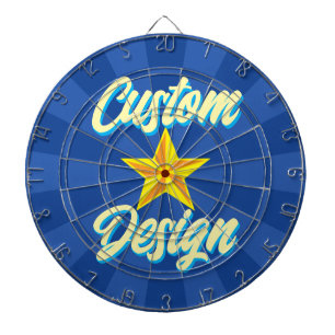 Custom Design Ultramarine Blue and Yellow Star Dart Board