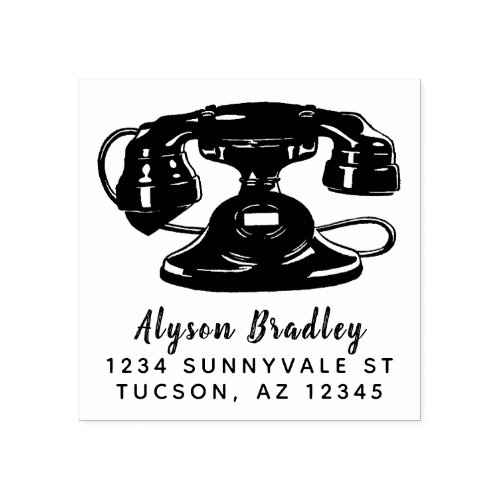 Custom Design Vintage Phone Logo or Return Address Rubber Stamp