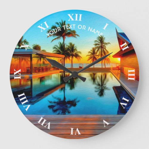 Custom Design With Your Own Text And Your Photo Large Clock