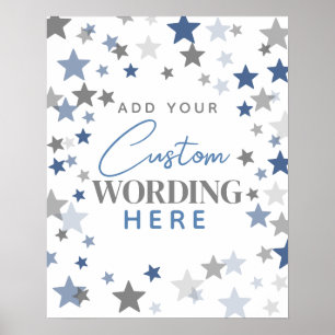Custom design your own poster star blue gray grey