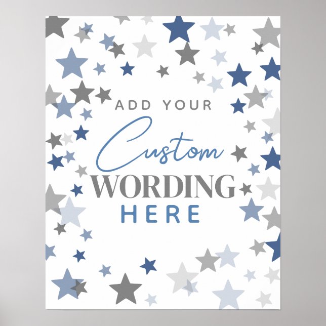 Custom design your own poster star blue gray grey (Front)