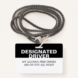 Custom Designated Driver No Alcohol Badge