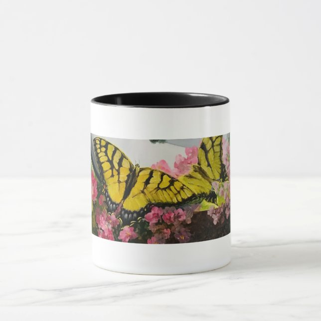 Custom designed. Butterflies. Mug (Center)