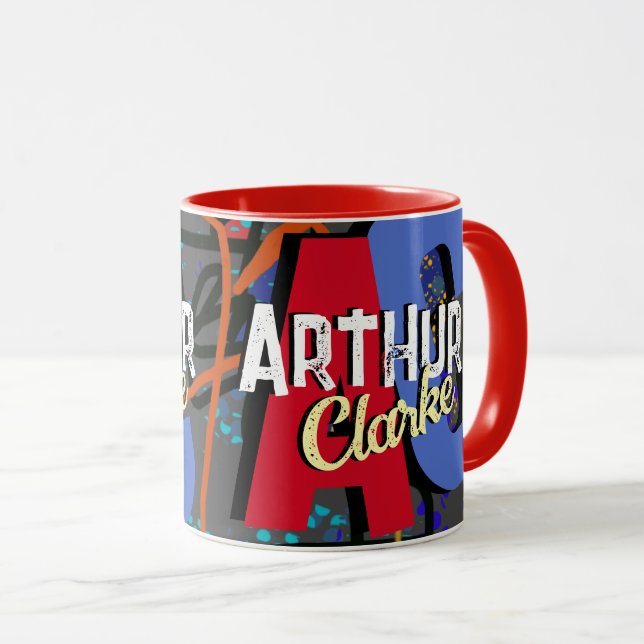 Custom Designed Name Pop Modern Color Red Mug (Front Right)