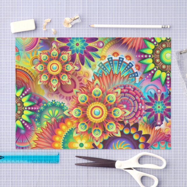 Custom designed tissue paper colorful (decopauge) (Craft)