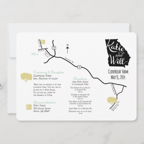Custom designed Wedding Map Announcements