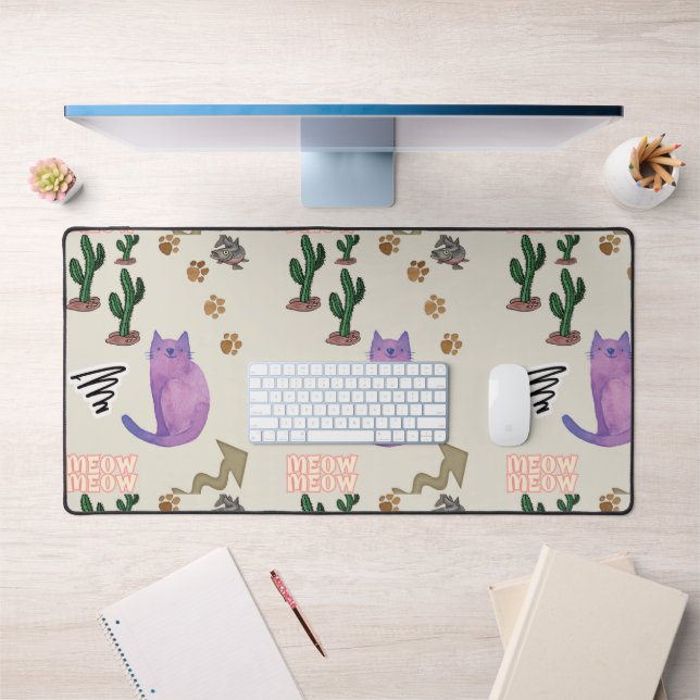 Custom Desk Mat Cat Fish Cactus (Office 1)