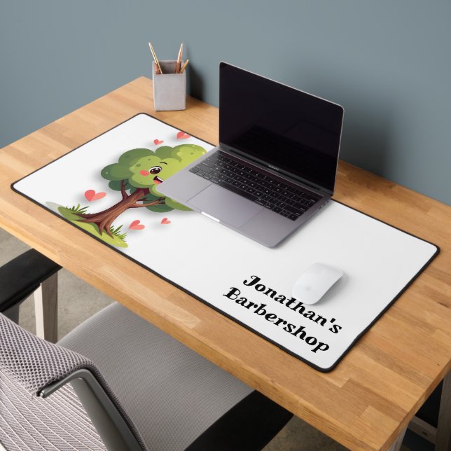 Custom Desk Mat for Salon Owner Barber Tree Hearts (Office 2)