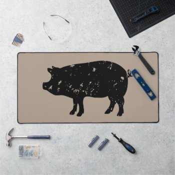 Custom Desk Mat With Vintage Pig Silhouette by cookinggifts at Zazzle
