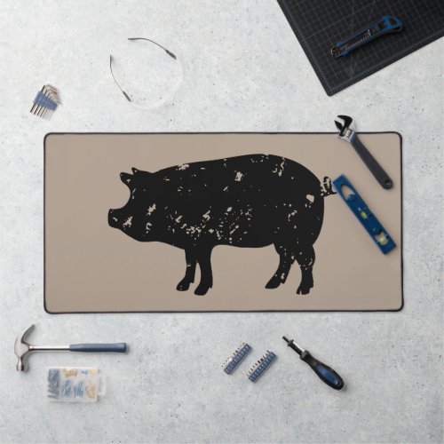 Custom desk mat with vintage pig silhouette