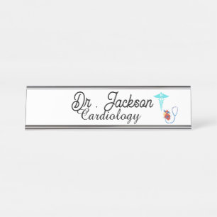 Custom Desk Name Plate for cardiologist