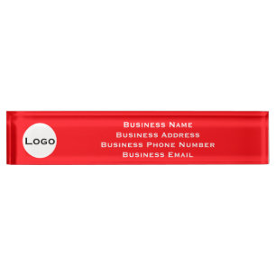 Custom Desk Name Plate –Red with Logo