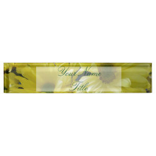 Custom Desk Name Plate Yellow Flowers Office
