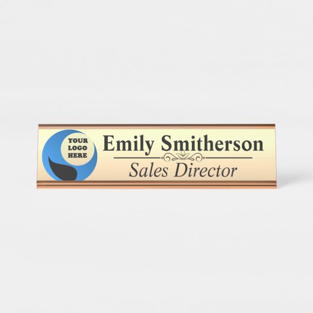 Custom Desk Nameplate With Logo (Front)