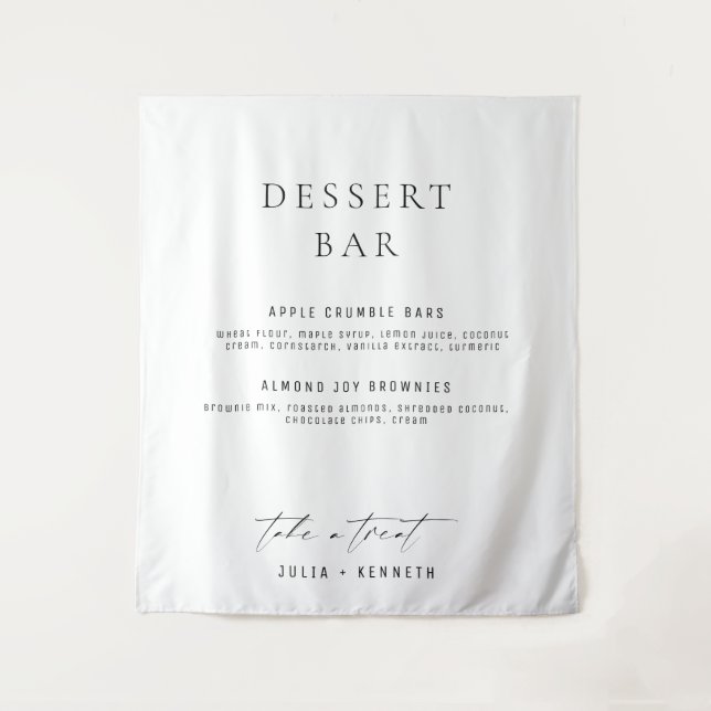 Custom Dessert Menu Wedding Fabric Tapestry (Front)