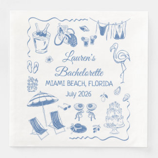 Custom Destination Bachelorette Banner Gift Paper Dinner Napkins