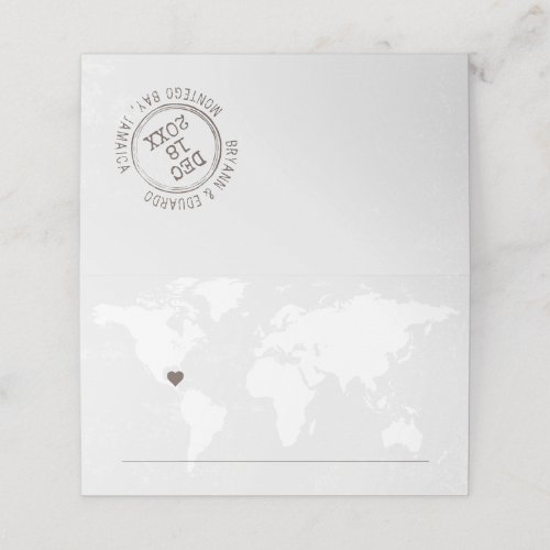 Custom Destination Stamp World Map ALL EDITABLE Place Card